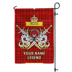 Custom Name Clan MacColl Modern Tartan Garden Flag with Clan Crest and the Golden Sword of Courageous Legacy DF31