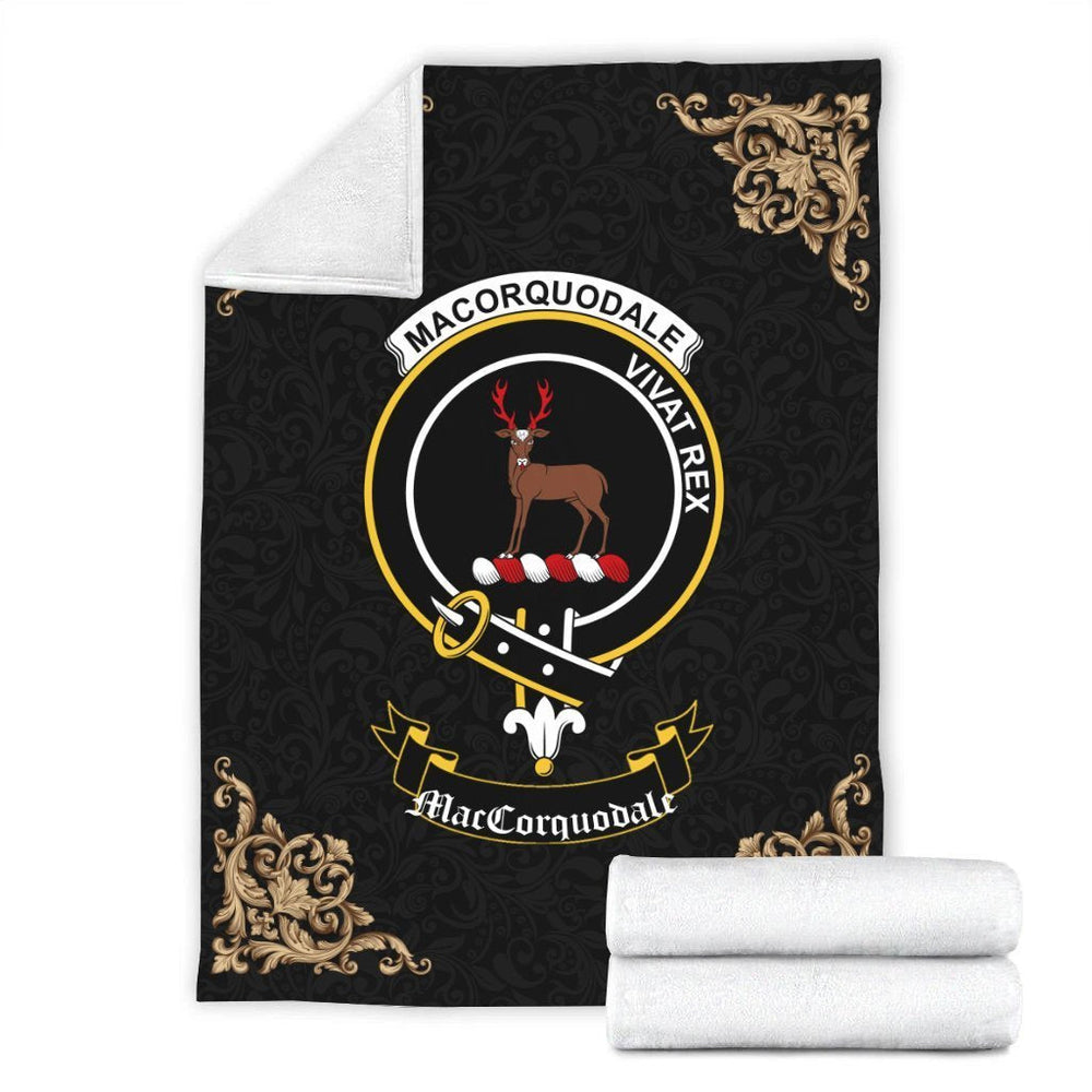 Clan MacCorquodale Crest Tartan Premium Blanket Black MH39 Clan MacCorquodale Tartan Today