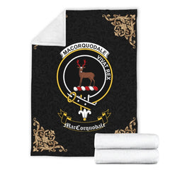 Clan MacCorquodale Crest Tartan Premium Blanket Black MH39 Clan MacCorquodale Tartan Today