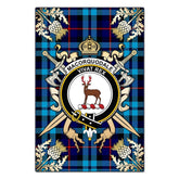 Clan Clan MacCorquodale Tartan Crest Black Garden Flag - Gold Thistle QZ27 Clan MacCorquodale Tartan Today
