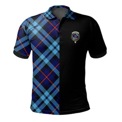 Clan MacCorquodale Tartan Polo Shirt Half of Me - Cross Style QV56 MacCorquodale Tartan Tartan Polo