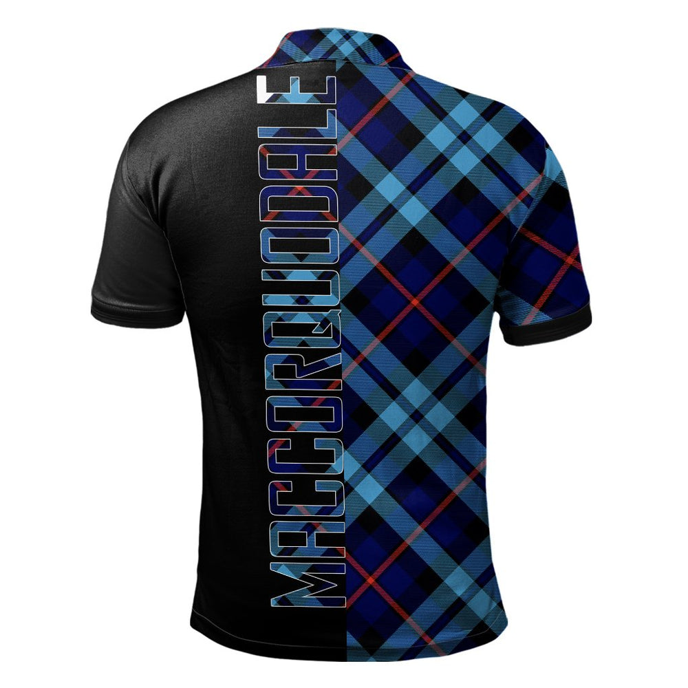 Clan MacCorquodale Tartan Polo Shirt Half of Me - Cross Style QV56 MacCorquodale Tartan Tartan Polo