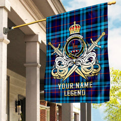 Custom Name Clan MacCorquodale Tartan Garden Flag with Clan Crest and the Golden Sword of Courageous Legacy DW11