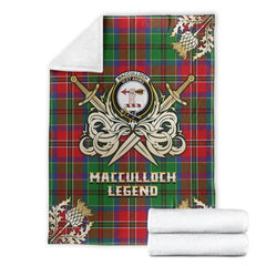 Clan MacCulloch Tartan Gold Courage Symbol Blanket LA76 Clan Hall Tartan Today
