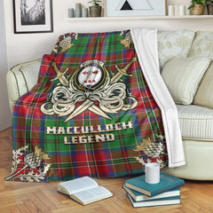 Clan MacCulloch Tartan Gold Courage Symbol Blanket LA76 Clan Hall Tartan Today