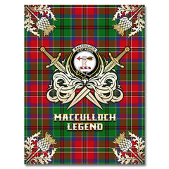 Clan MacCulloch Tartan Gold Courage Symbol Blanket LA76 Clan Hall Tartan Today