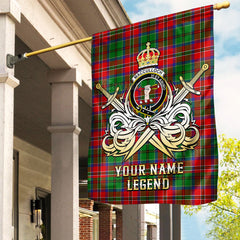 Custom Name Clan MacCulloch Tartan Garden Flag with Clan Crest and the Golden Sword of Courageous Legacy TS29