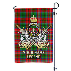 Custom Name Clan MacCulloch Tartan Garden Flag with Clan Crest and the Golden Sword of Courageous Legacy TS29
