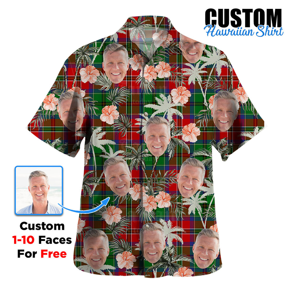 Clan MacCulloch Tartan Custom Face Hawaiian Shirt – Unisex Gift for Family Members, Summer Party IX39 MacCulloch Tartan Tartan Hawaii Shirt