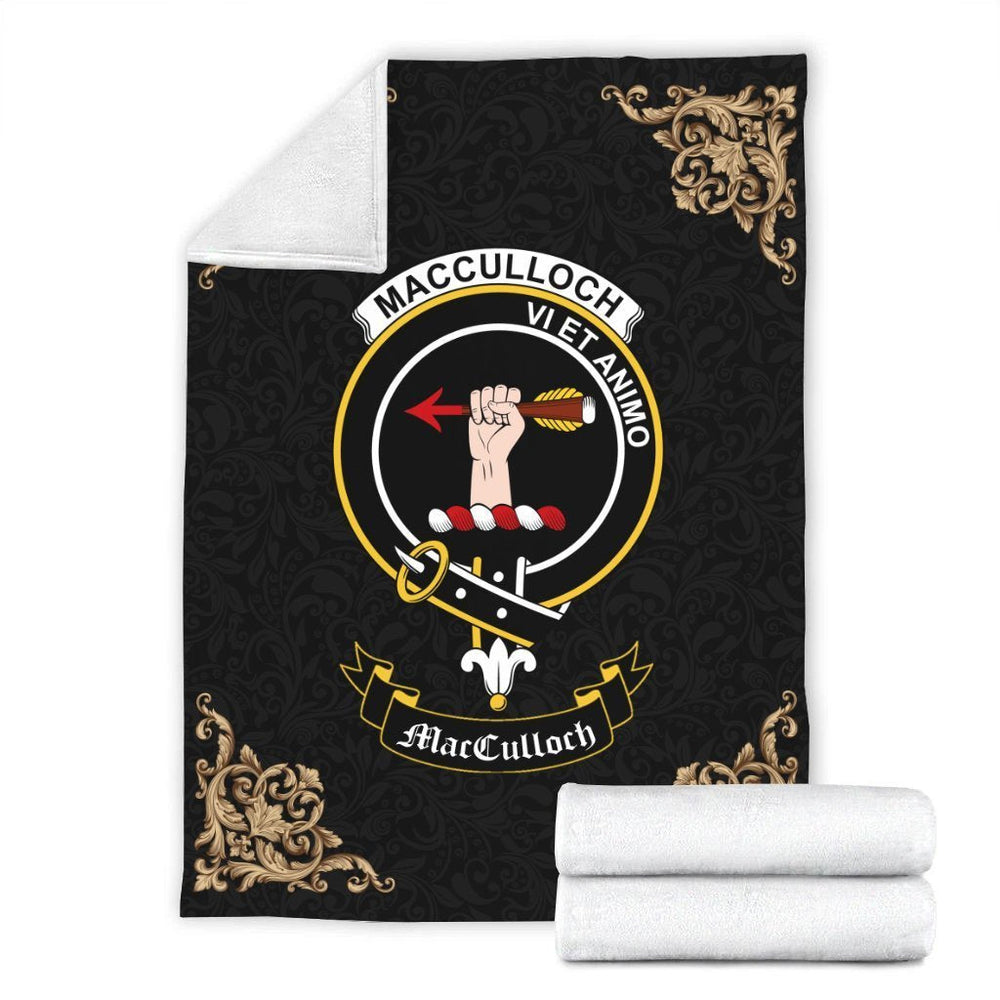 Clan MacCulloch (McCulloch) Crest Tartan Premium Blanket Black AB57 Clan McCulloch Tartan Today