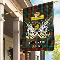 Custom Name Clan MacDiarmid Modern Tartan Garden Flag with Clan Crest and the Golden Sword of Courageous Legacy ZD42