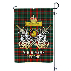 Custom Name Clan MacDiarmid Modern Tartan Garden Flag with Clan Crest and the Golden Sword of Courageous Legacy ZD42