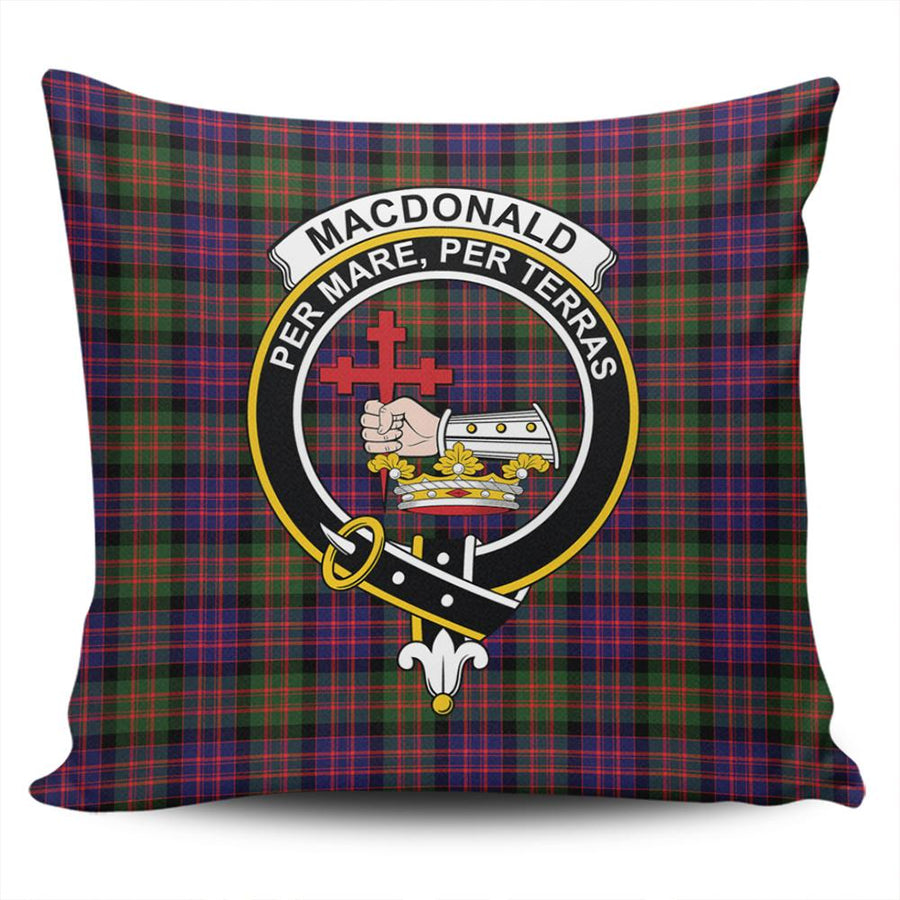 Clan MacDonald Modern Tartan Crest Pillow Cover