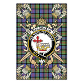 Clan MacDonald Ancient Tartan Crest Black Garden Flag - Gold Thistle RJ37 Clan MacDonald Tartan Today