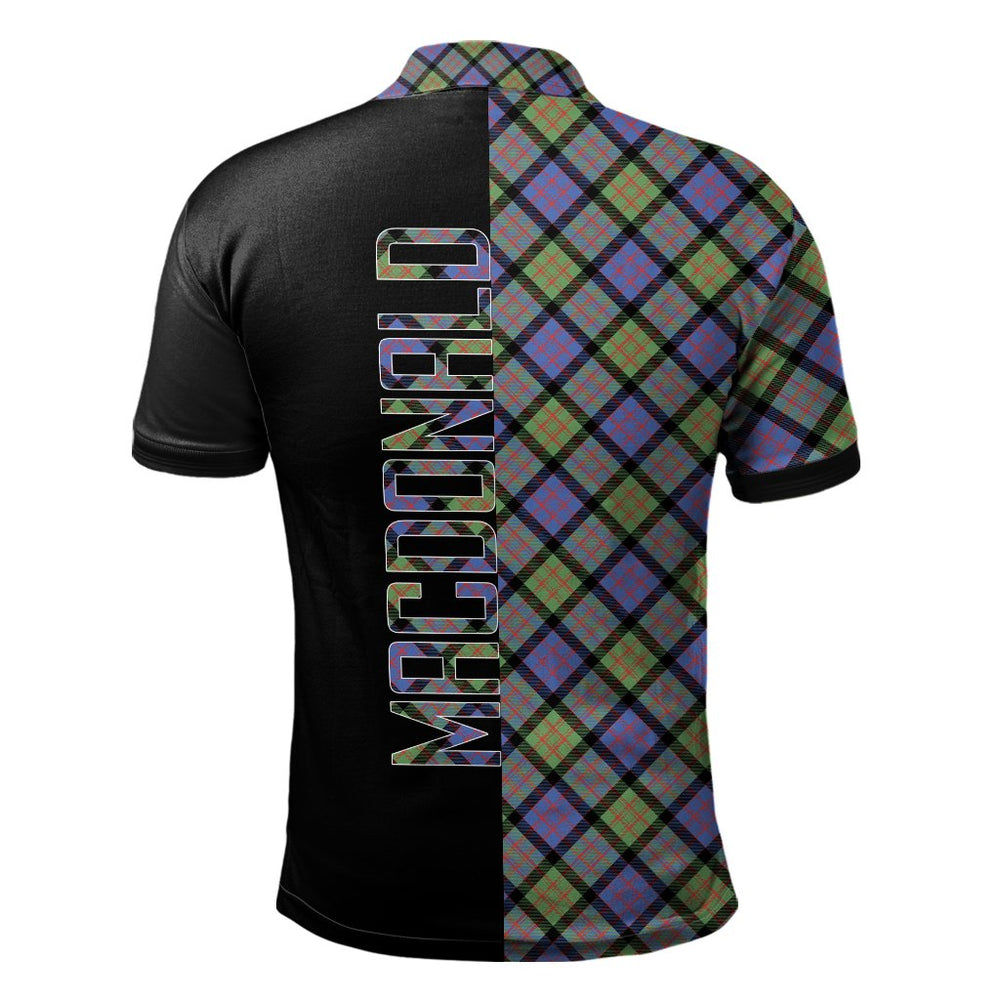 Clan MacDonald Ancient Tartan Polo Shirt Half of Me - Cross Style SO22 MacDonald Ancient Tartan Tartan Polo