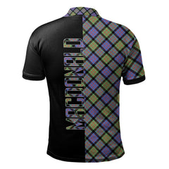 Clan MacDonald Ancient Tartan Polo Shirt Half of Me - Cross Style SO22 MacDonald Ancient Tartan Tartan Polo