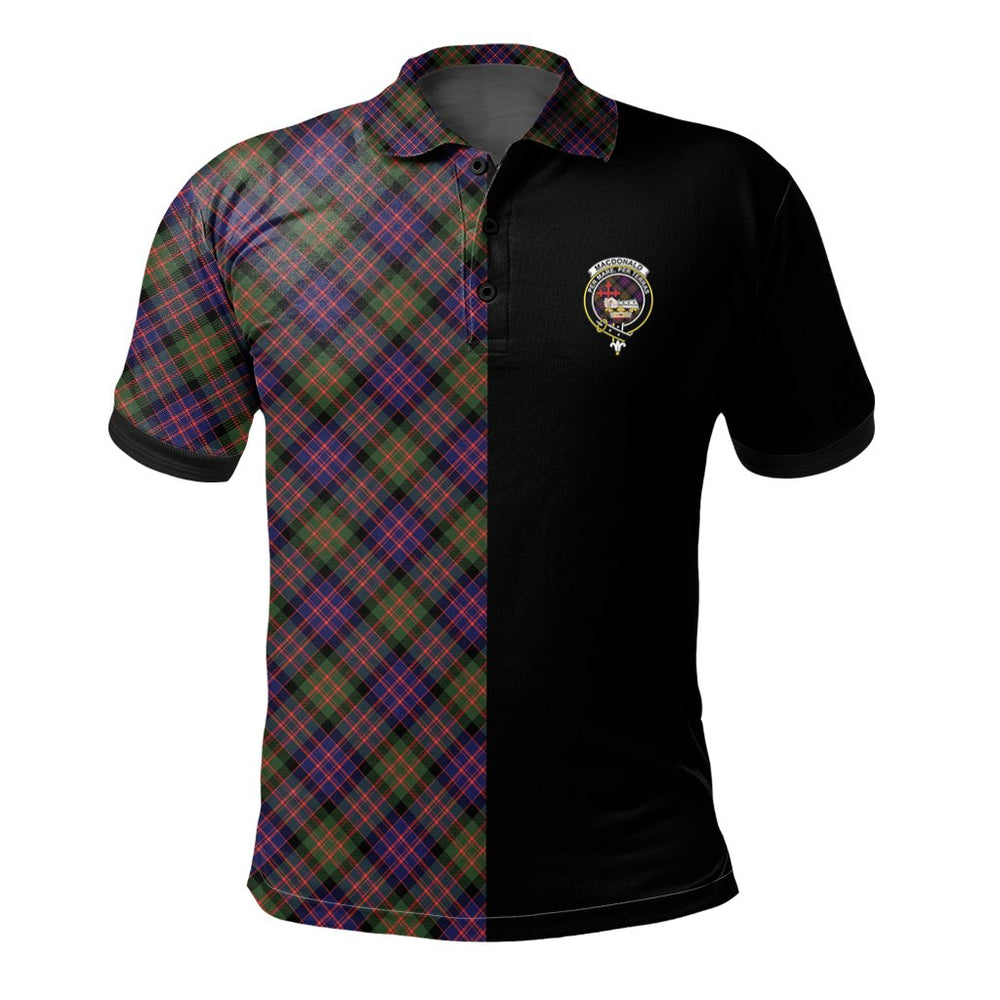 Clan MacDonald Modern Tartan Polo Shirt Half of Me - Cross Style GR14 MacDonald Modern Tartan Tartan Polo