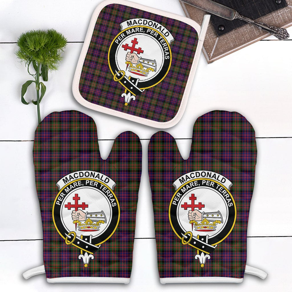 Clan MacDonald Modern Tartan Crest Oven Mitt And Pot Holder (2 Oven Mitts + 1 Pot Holder) PG16 Clan MacDonald Tartan Today