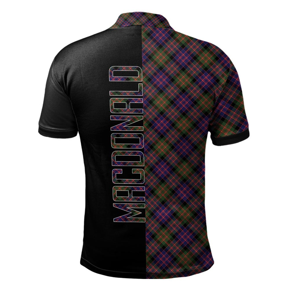 Clan MacDonald Modern Tartan Polo Shirt Half of Me - Cross Style GR14 MacDonald Modern Tartan Tartan Polo