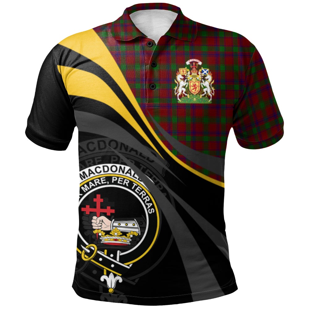 Clan MacDonald of Aird and Valley Tartan Polo Shirt - Royal Coat Of Arms Style KO29 MacDonald of Aird and Valley Tartan Tartan Polo