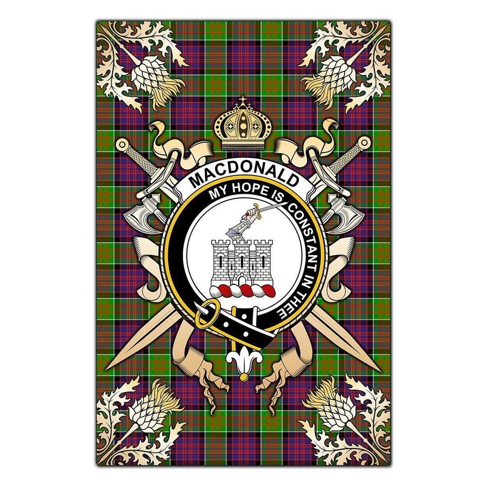 Clan MacDonald of Clanranald Tartan Crest Black Garden Flag - Gold Thistle FW12 Clan MacDonald of Clanranald Tartan Today