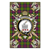Clan MacDonald of Clanranald Tartan Crest Black Garden Flag - Gold Thistle FW12 Clan MacDonald of Clanranald Tartan Today