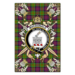 Clan MacDonald of Clanranald Tartan Crest Black Garden Flag - Gold Thistle FW12 Clan MacDonald of Clanranald Tartan Today