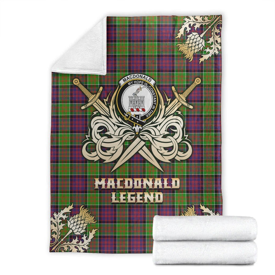 Clan MacDonald of Clanranald Tartan Gold Courage Symbol Blanket