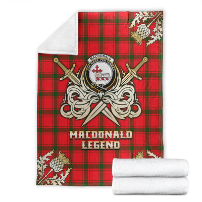 Clan MacDonald of Sleat Tartan Gold Courage Symbol Blanket
