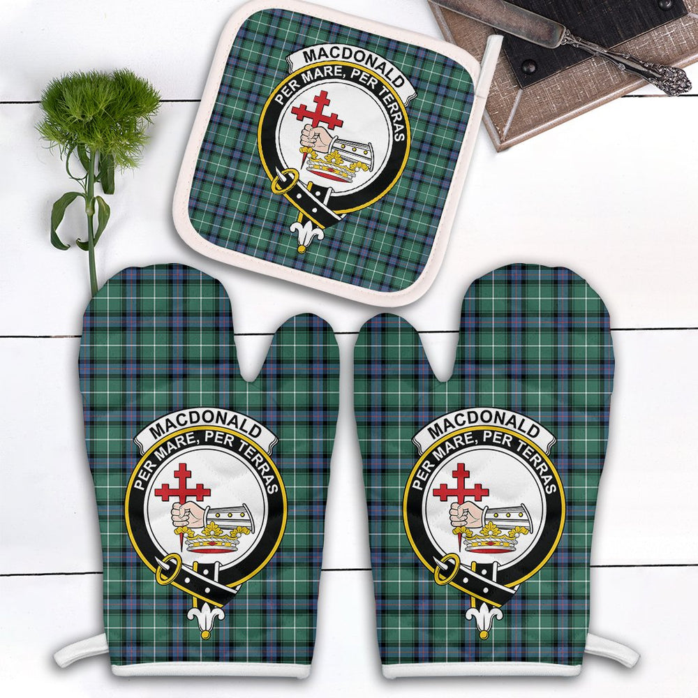 Clan MacDonald Of The Isles Hunting Ancient Tartan Crest Oven Mitt And Pot Holder (2 Oven Mitts + 1 Pot Holder) MT27 Clan MacDonald Tartan Today