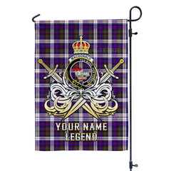 Custom Name Clan MacDonald Dress Modern Tartan Garden Flag with Clan Crest and the Golden Sword of Courageous Legacy MV34
