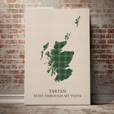 MacDonald Lord of the Isles Hunting Tartan Scotland Map Canvas – “Tartan Runs Through My Veins” Wall Art