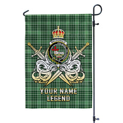 Custom Name Clan MacDonald Lord of the Isles Hunting Tartan Garden Flag with Clan Crest and the Golden Sword of Courageous Legacy GF96