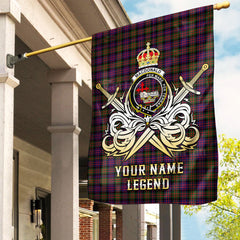 Custom Name Clan MacDonald Modern Tartan Garden Flag with Clan Crest and the Golden Sword of Courageous Legacy YA96