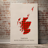 MacDonald of Sleat Tartan Scotland Map Canvas – “Tartan Runs Through My Veins” Wall Art