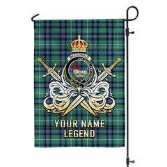 Custom Name Clan MacDonald of the Isles Hunting Ancient Tartan Garden Flag with Clan Crest and the Golden Sword of Courageous Legacy KH46
