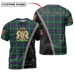 MacDonald of the Isles Hunting Modern Tartan Shirt with Scotland Coat of Arms & Custom Name IC89