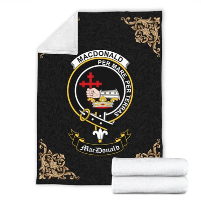 Clan MacDonald (Donald) Crest Tartan Premium Blanket Black NT70