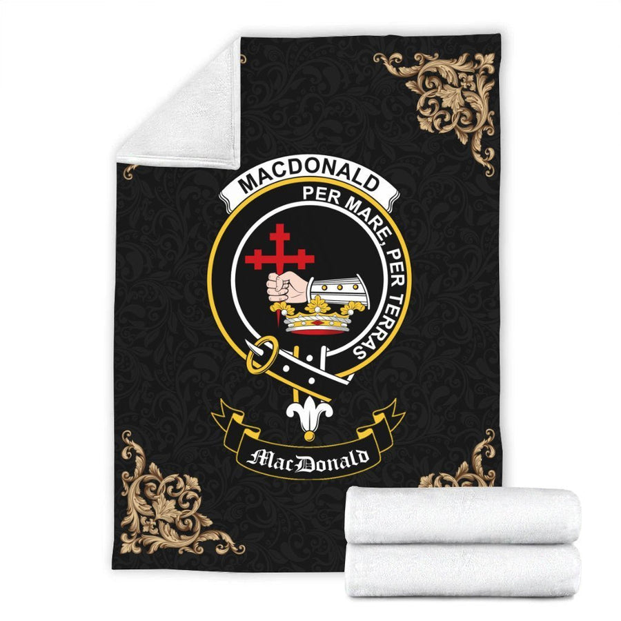 Clan MacDonald (Donald) Crest Tartan Premium Blanket Black