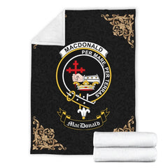 Clan MacDonald (Donald) Crest Tartan Premium Blanket Black NT70 Clan MacDonald Tartan Today