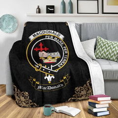 Clan MacDonald (Donald) Crest Tartan Premium Blanket Black NT70 Clan MacDonald Tartan Today