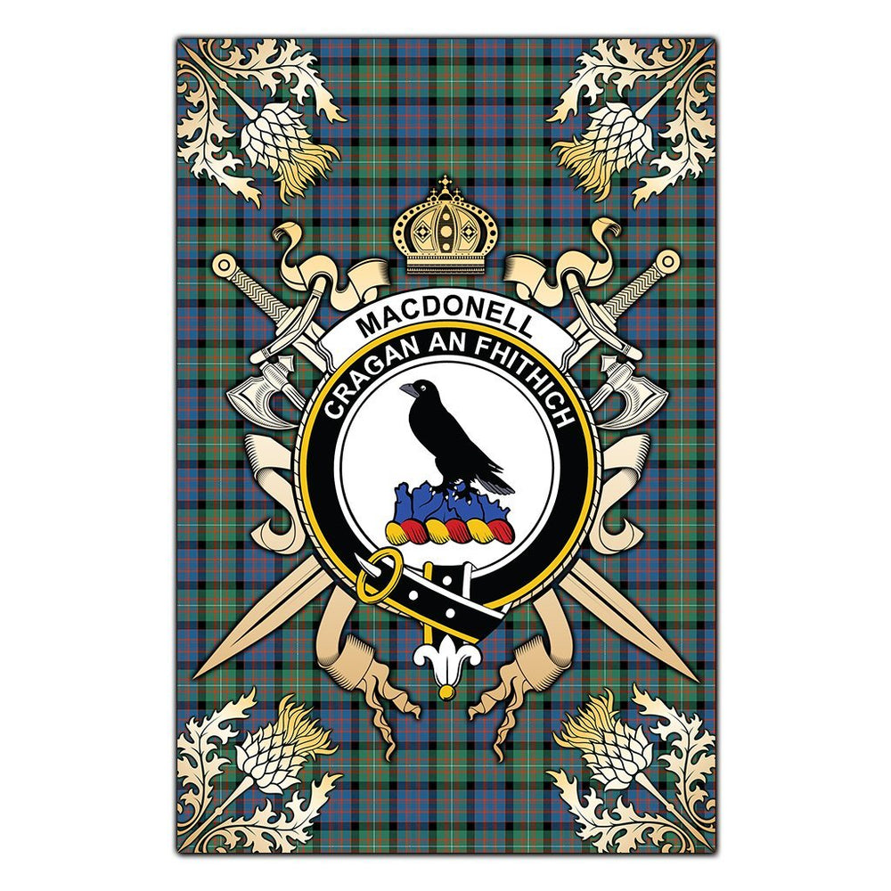 Clan MacDonnell of Glengarry Ancient Tartan Crest Black Garden Flag - Gold Thistle QX28 Clan Glen Tartan Today