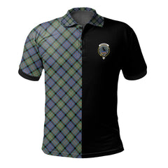 Clan MacDonnell of Glengarry Ancient Tartan Polo Shirt Half of Me - Cross Style BU90 MacDonnell of Glengarry Ancient Tartan Tartan Polo