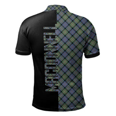 Clan MacDonnell of Glengarry Ancient Tartan Polo Shirt Half of Me - Cross Style BU90 MacDonnell of Glengarry Ancient Tartan Tartan Polo
