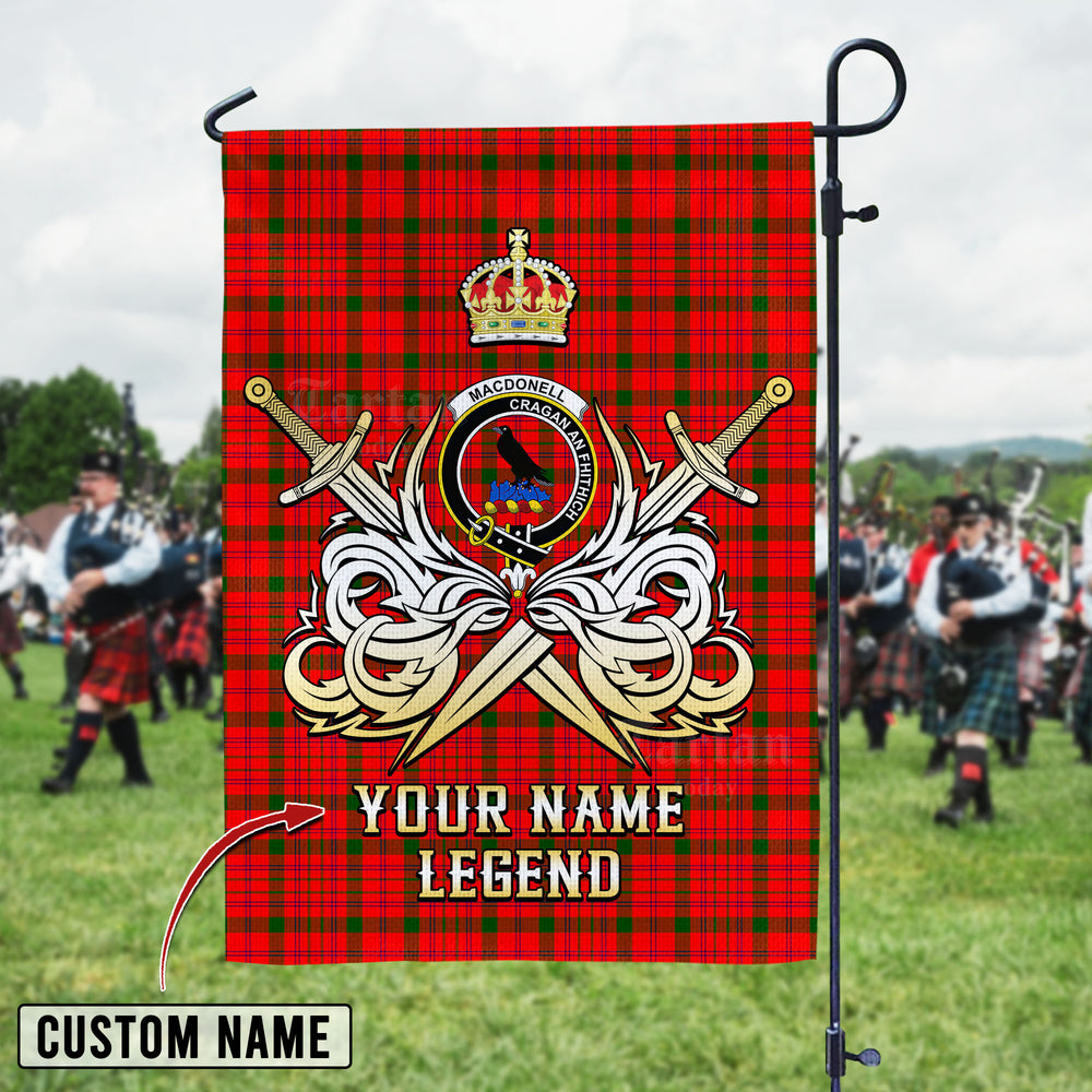 Personalized Custom Name Clan MacDonnell of Keppoch Modern Tartan Garden Flag with Clan Crest and the Golden Sword of Courageous Legacy BJ35 - MacDonnell of Keppoch Modern Tartan Design, Scottish Heritage Gift