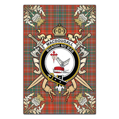 Clan MacDougall Ancient Tartan Crest Black Garden Flag - Gold Thistle NK67 Clan MacDougall Tartan Today