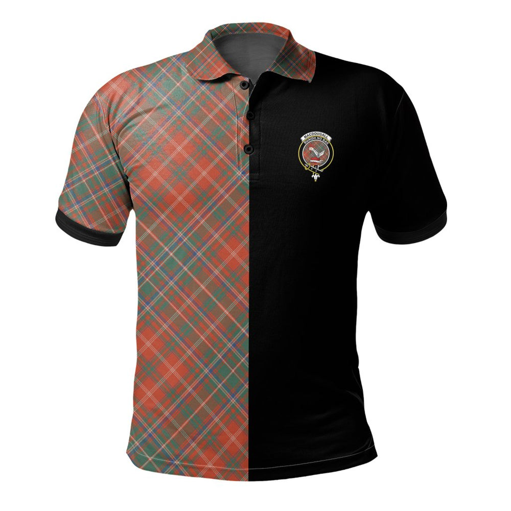 Clan MacDougall Ancient Tartan Polo Shirt Half of Me - Cross Style RK51 MacDougall Ancient Tartan Tartan Polo