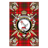 Clan MacDougall Modern Tartan Crest Black Garden Flag - Gold Thistle KF19 Clan MacDougall Tartan Today