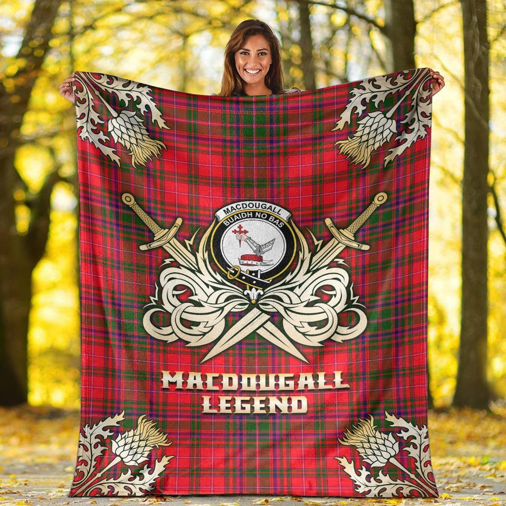 Clan MacDougall Modern Tartan Gold Courage Symbol Blanket AS32 Clan MacDougall Tartan Today