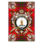 Clan MacDowall Tartan Crest Black Garden Flag - Gold Thistle DA94 Clan MacDowall Tartan Today